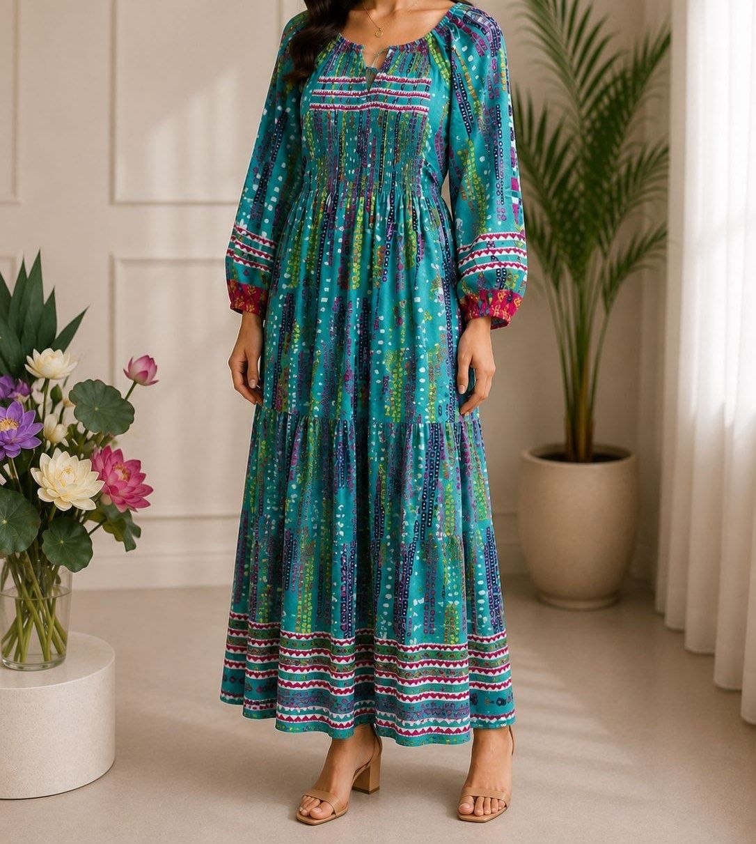 پیراهن ساحلی نخ